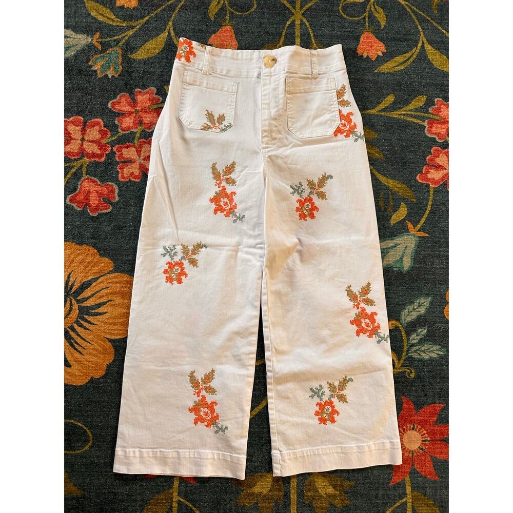 Anthropologie Maeve Colette High-Rise Wide-Leg Cropped Jeans Size 30 - Picture 6 of 9